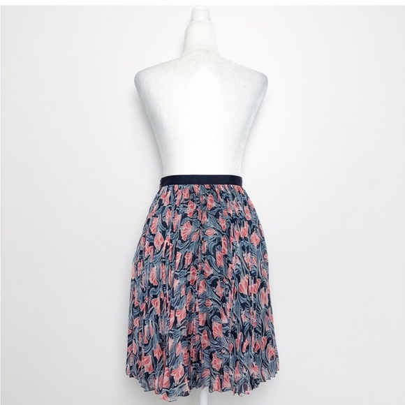 Jason Wu Pleated Silk Skirt Blue Floral Print Size 2 - Picture 6 of 11